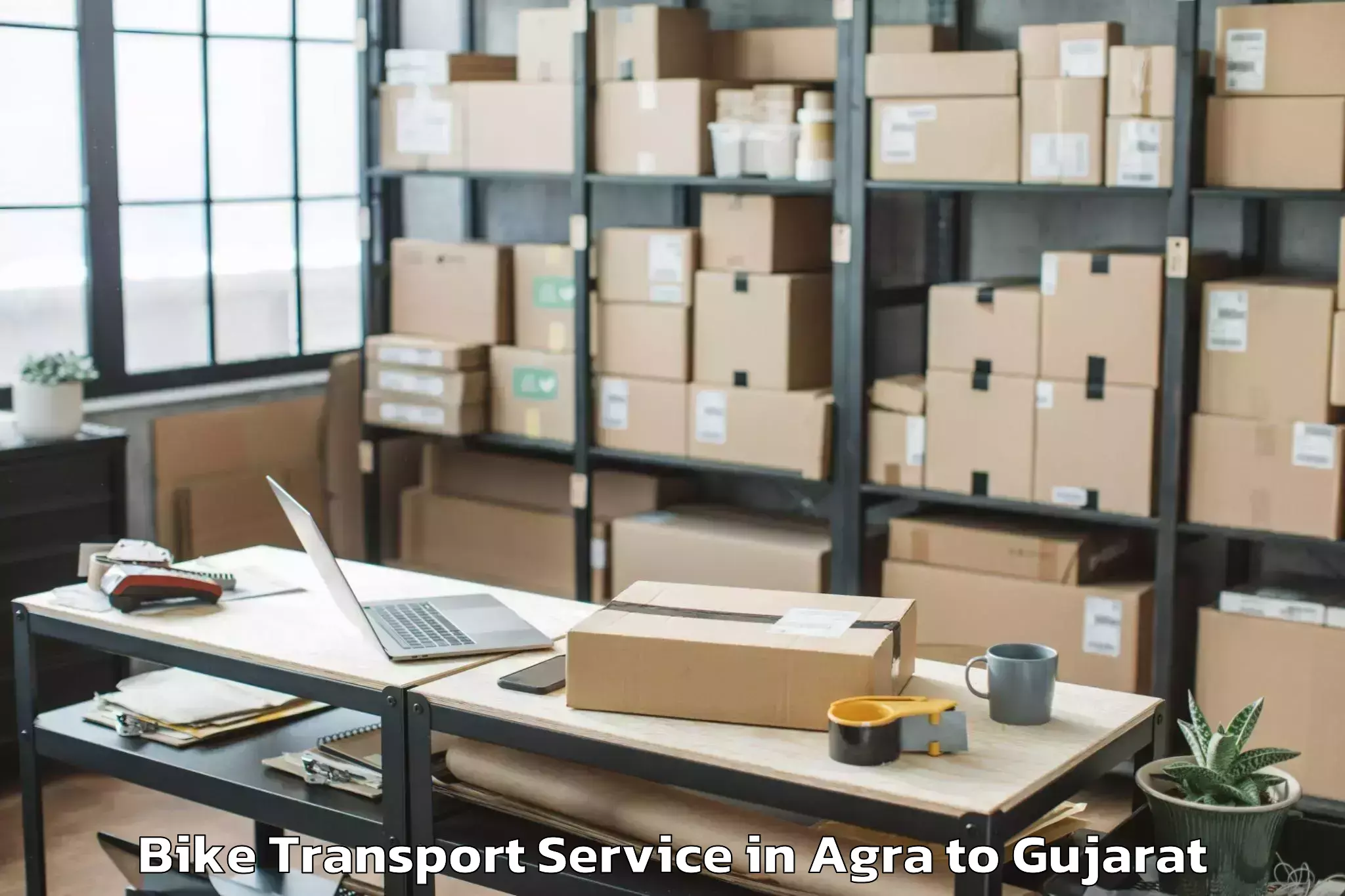 Book Agra to Khambhat Bike Transport Online